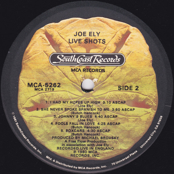 The Joe Ely Band : Live Shots (LP, Album, Glo + 7", Bon)
