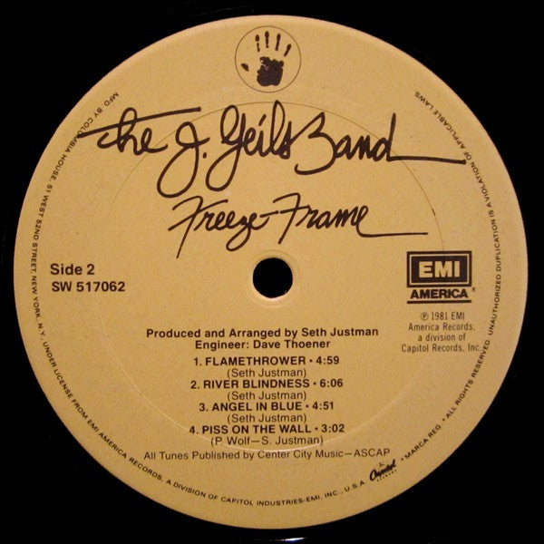 The J. Geils Band : Freeze Frame (LP, Album, Club)