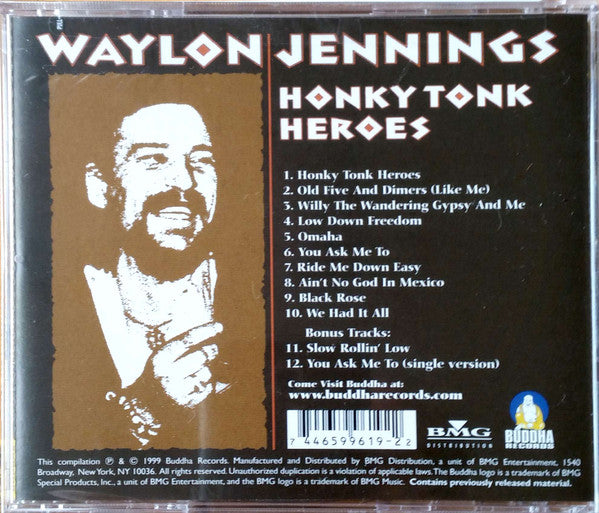 Waylon Jennings : Honky Tonk Heroes (CD, Album, RE)