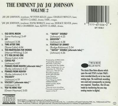 J.J. Johnson : The Eminent Jay Jay Johnson, Volume 2 (CD, Comp, RE)
