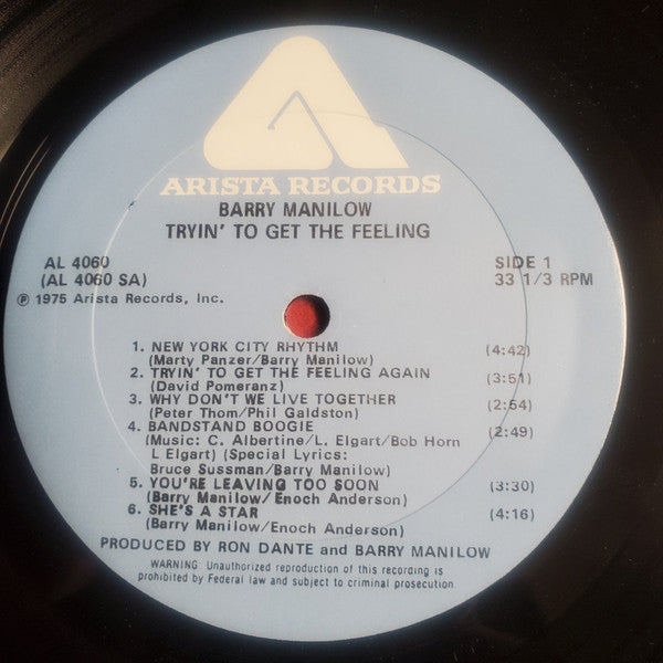 Barry Manilow : Tryin' To Get The Feeling (LP, Album, Pla)