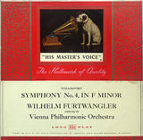 Pyotr Ilyich Tchaikovsky, Wilhelm Furtwängler, Wiener Philharmoniker : Symphony No. 4, In F Minor (LP, Mono)