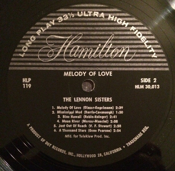 The Lennon Sisters : Melody Of Love (LP, Comp, Mono)