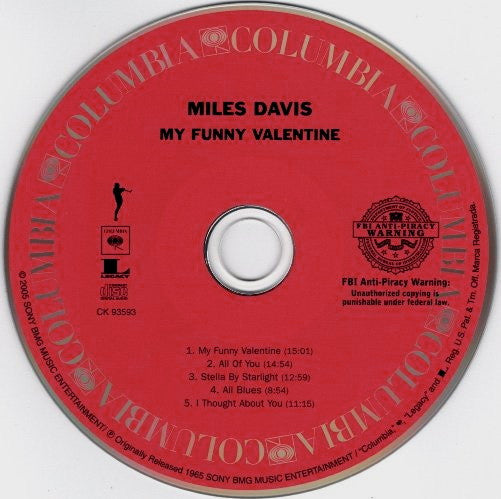 Miles Davis : My Funny Valentine - Miles Davis In Concert (CD, Album, RE, RM)