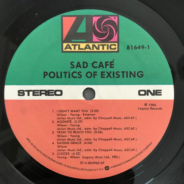 Sad Café : Politics Of Existing (LP, Album, Spe)