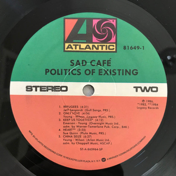 Sad Café : Politics Of Existing (LP, Album, Spe)