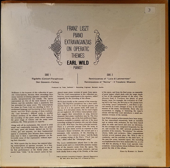 Franz Liszt, Earl Wild : Piano Extravaganzas On Operatic Themes (LP, Club, Ind)