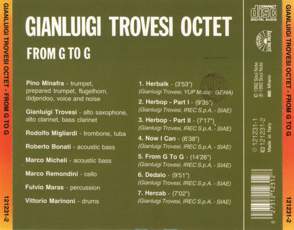 Gianluigi Trovesi Octet : From G To G (CD, Album)
