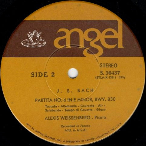 Alexis Weissenberg, Bach* : Chromatic Fantasy and Fugue In D minor • Partita No. 5 In G • Partita No. 6 In E Minor (LP, Album)