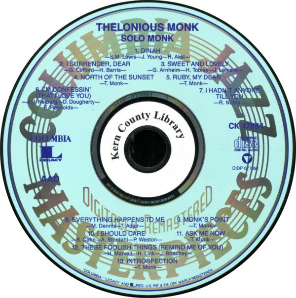 Thelonious Monk : Solo Monk (CD, Album, RE, RM)