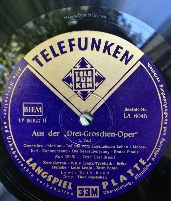 Kurt Weill, Bertolt Brecht : Aus Der »Drei-Groschen-Oper« (10", Mono)