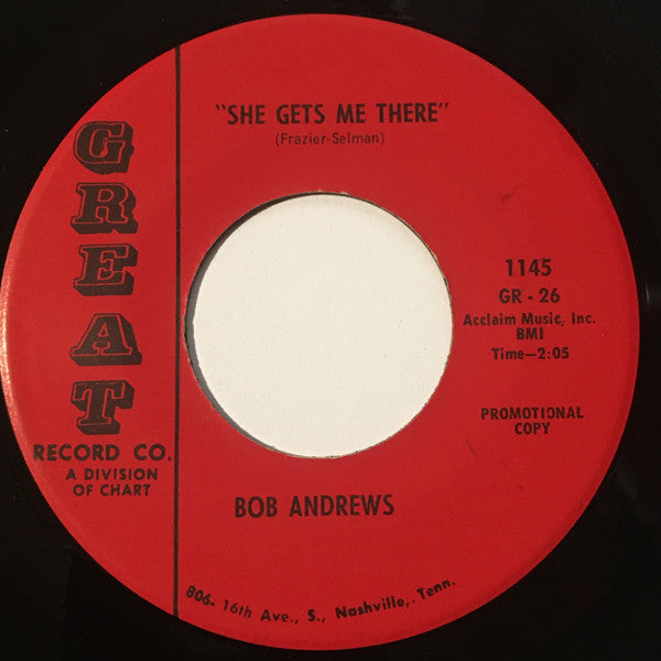 Bob Andrews (9) : She Gets Me There / The Town Is Red (7", Promo)