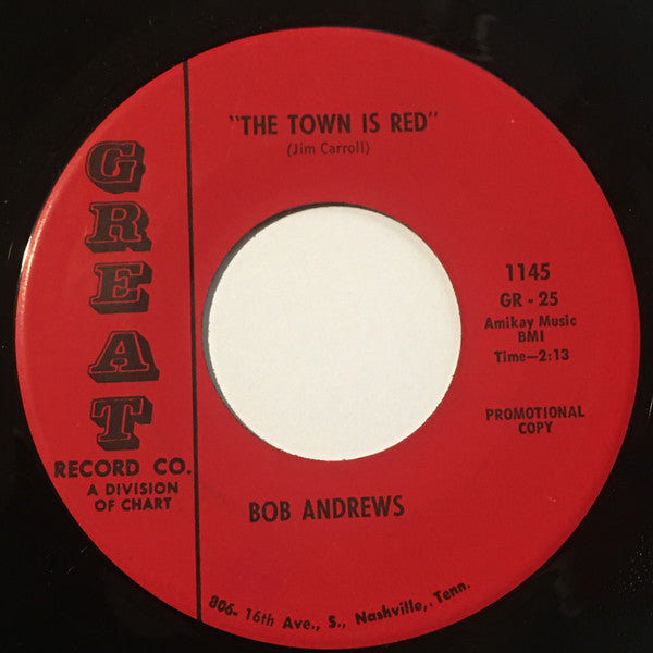 Bob Andrews (9) : She Gets Me There / The Town Is Red (7", Promo)