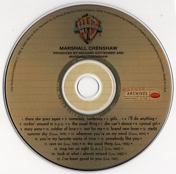 Marshall Crenshaw : Marshall Crenshaw (CD, Album, RE, RM)
