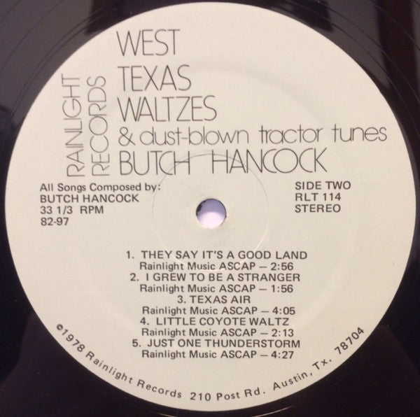 Butch Hancock : West Texas Waltzes & Dust-blown Tractor Tunes (LP, Album)