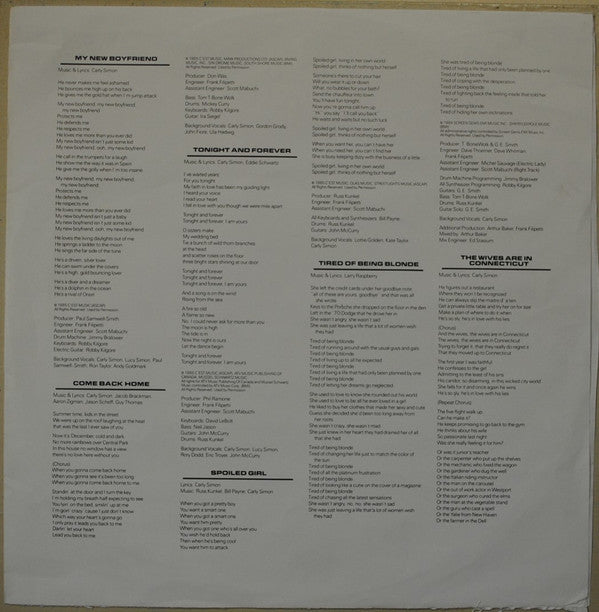 Carly Simon : Spoiled Girl (LP, Album)