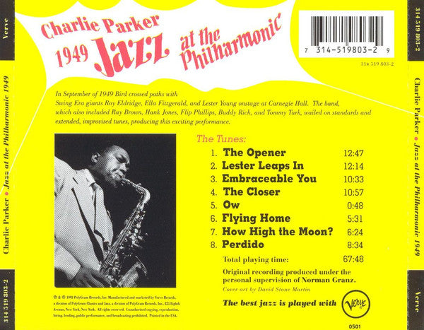 Charlie Parker : 1949 Jazz At The Philharmonic (CD, Comp, RE)