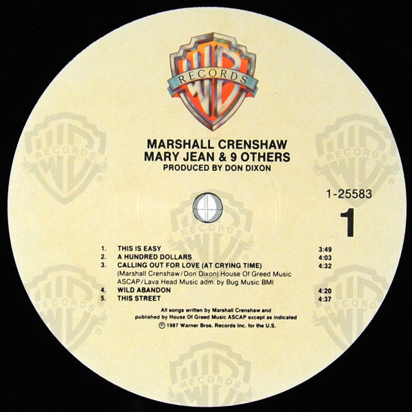 Marshall Crenshaw : Mary Jean & 9 Others (LP, Album, SRC)
