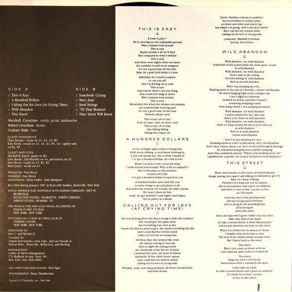 Marshall Crenshaw : Mary Jean & 9 Others (LP, Album, SRC)