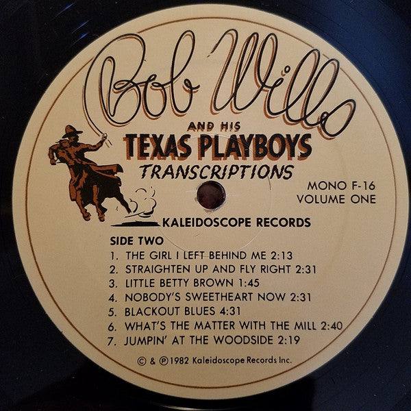 Bob Wills & His Texas Playboys : The Tiffany Transcriptions Vol. 1 (LP, Album, Mono)