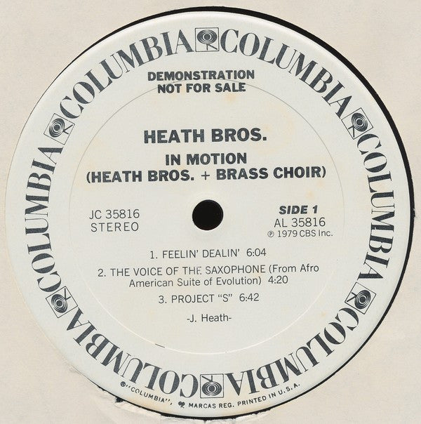 The Heath Brothers : In Motion (LP, Album, Promo)