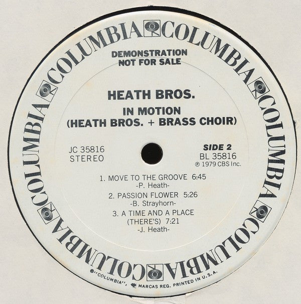 The Heath Brothers : In Motion (LP, Album, Promo)