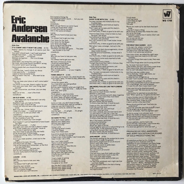 Eric Andersen (2) : Avalanche (LP, Album)