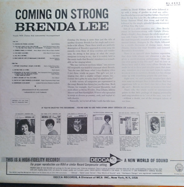 Brenda Lee : Coming On Strong (LP, Album, Mono)
