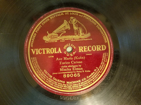 Enrico Caruso, Mischa Elman, Percy B. Kahn : Ave Maria (Shellac, 12", S/Sided)
