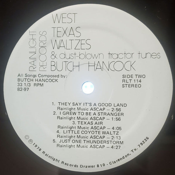 Butch Hancock : West Texas Waltzes & Dust-blown Tractor Tunes (LP, Album, RP)