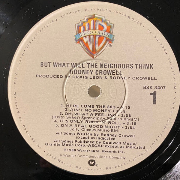 Rodney Crowell : But What Will The Neighbors Think (LP, Album, Win)