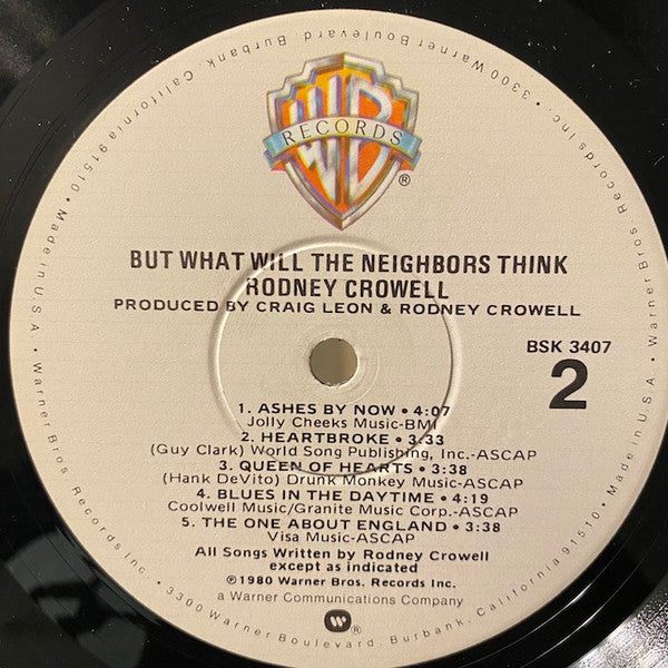 Rodney Crowell : But What Will The Neighbors Think (LP, Album, Win)