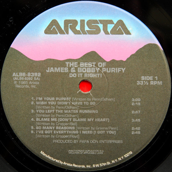 James & Bobby Purify : The Best Of James & Bobby Purify. Do It Right! (LP, Comp)