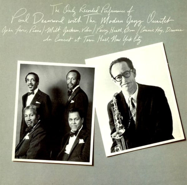 Paul Desmond With The Modern Jazz Quartet : The Only Recorded Performance Of Paul Desmond With The Modern Jazz Quartet (LP, Album)