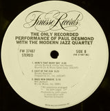 Paul Desmond With The Modern Jazz Quartet : The Only Recorded Performance Of Paul Desmond With The Modern Jazz Quartet (LP, Album)