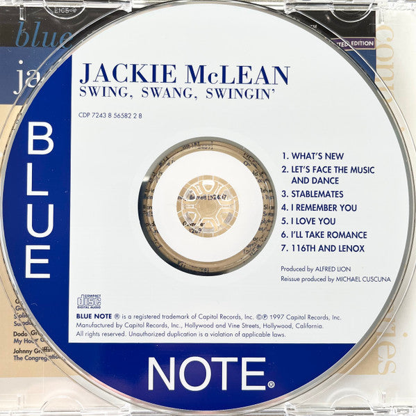 Jackie McLean : Swing, Swang, Swingin' (CD, Album, Ltd, RE, RM, SBM)