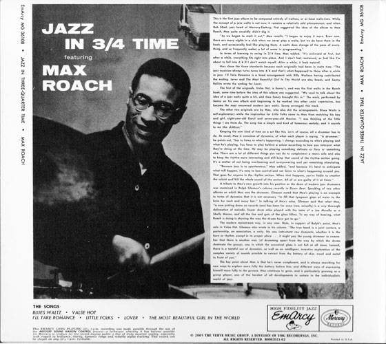 Max Roach : Jazz In 3/4 Time (CD, Album, Ltd, RE, RM)