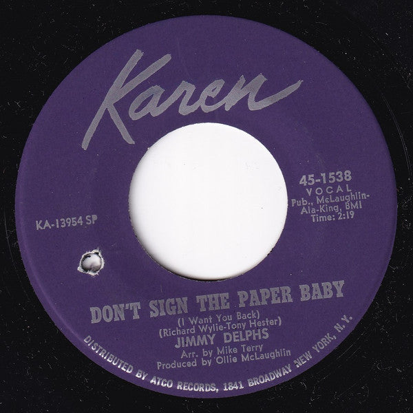Jimmy Delphs : Don't Sign The Paper / Almost (7", Single, SP )