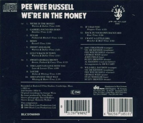 Pee Wee Russell : We're In The Money (CD, Album)