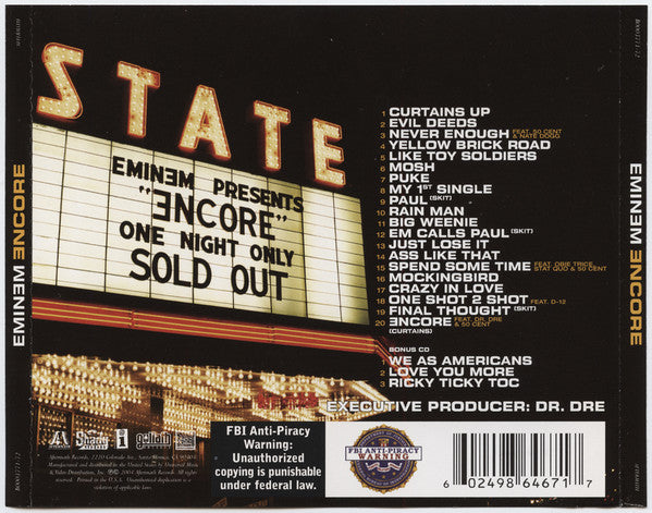 Eminem : Encore (2xCD, Album, Tec)