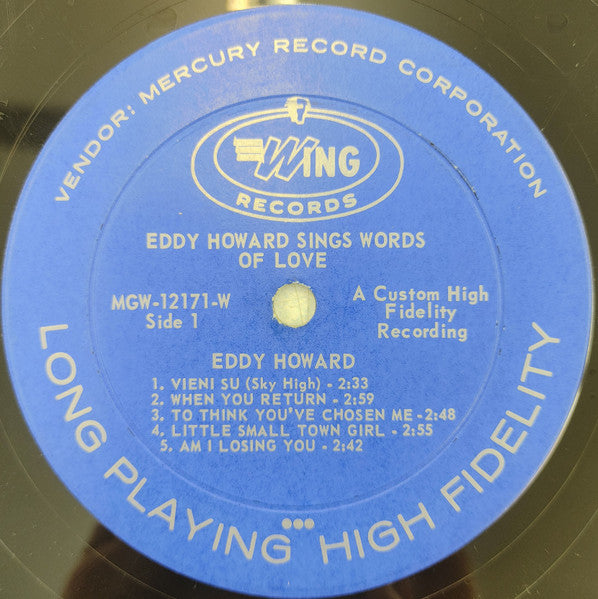 Eddy Howard : Eddy Howard Sings Words Of Love (LP)