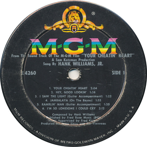 Hank Williams Jr. : Your Cheatin' Heart (Original Motion Picture Sound Track) (LP, Mono)