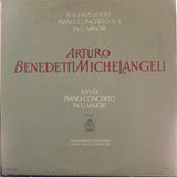 Sergei Rachmaninoff, Maurice Ravel, Arturo Benedetti Michelangeli, Philharmonia Orchestra, Ettore Gracis : Concerto No. 4 In G Minor – Concerto In G Major (LP, Album, Mono, RP)