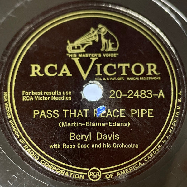 Beryl Davis : Pass That Peace Pipe / The Best Things In Life Are Free (Shellac, 10")