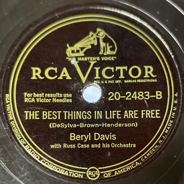 Beryl Davis : Pass That Peace Pipe / The Best Things In Life Are Free (Shellac, 10")