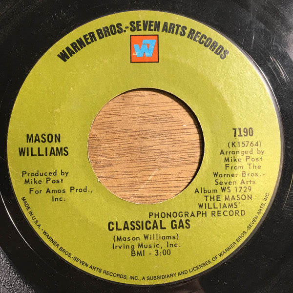 Mason Williams : Classical Gas / Long Time Blues (7", Styrene)