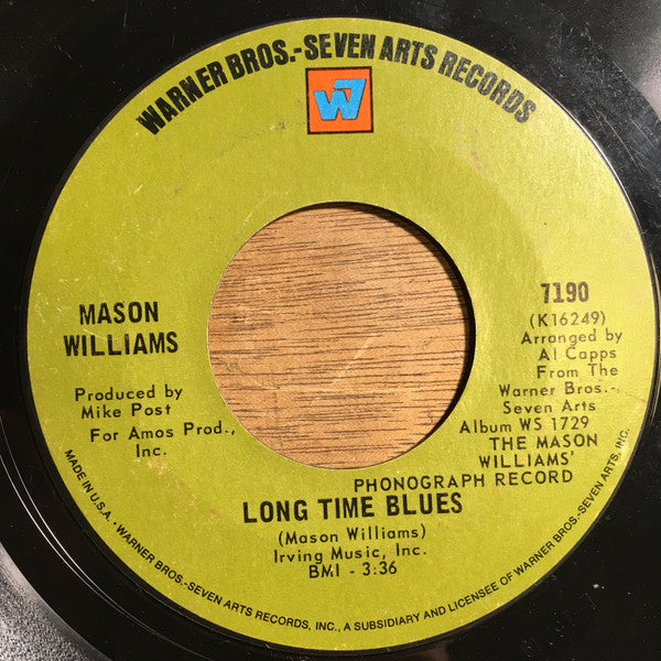 Mason Williams : Classical Gas / Long Time Blues (7", Styrene)