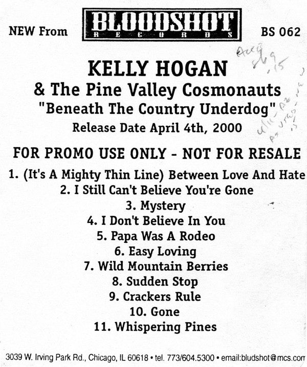Kelly Hogan & The Pine Valley Cosmonauts : Beneath The Country Underdog (CD, Album)