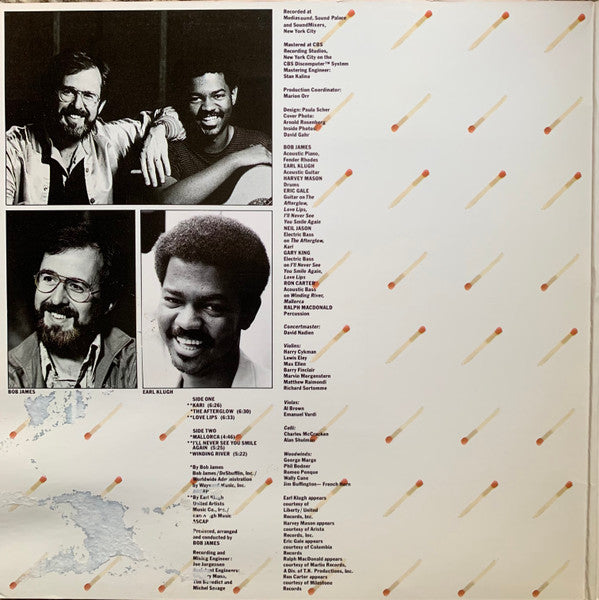 Bob James & Earl Klugh : One On One (LP, Album, Car)