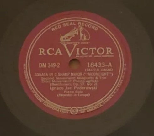 Ludwig van Beethoven - Ignacy Jan Paderewski : Sonata No. 14, In C Sharp Minor, Op. 27, No. 2 ("Moonlight") (2xShellac, 12", Album, RE)